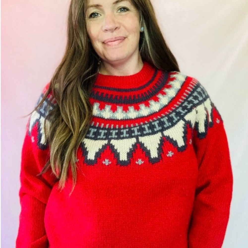 Red Nordic Pattern Sweater